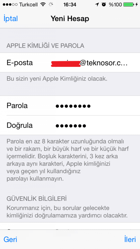 Apple ID Oluşturma