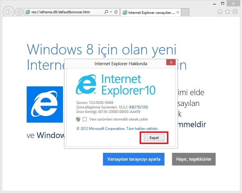 Windows 8 Explorer 10 Güncelleme kapatma