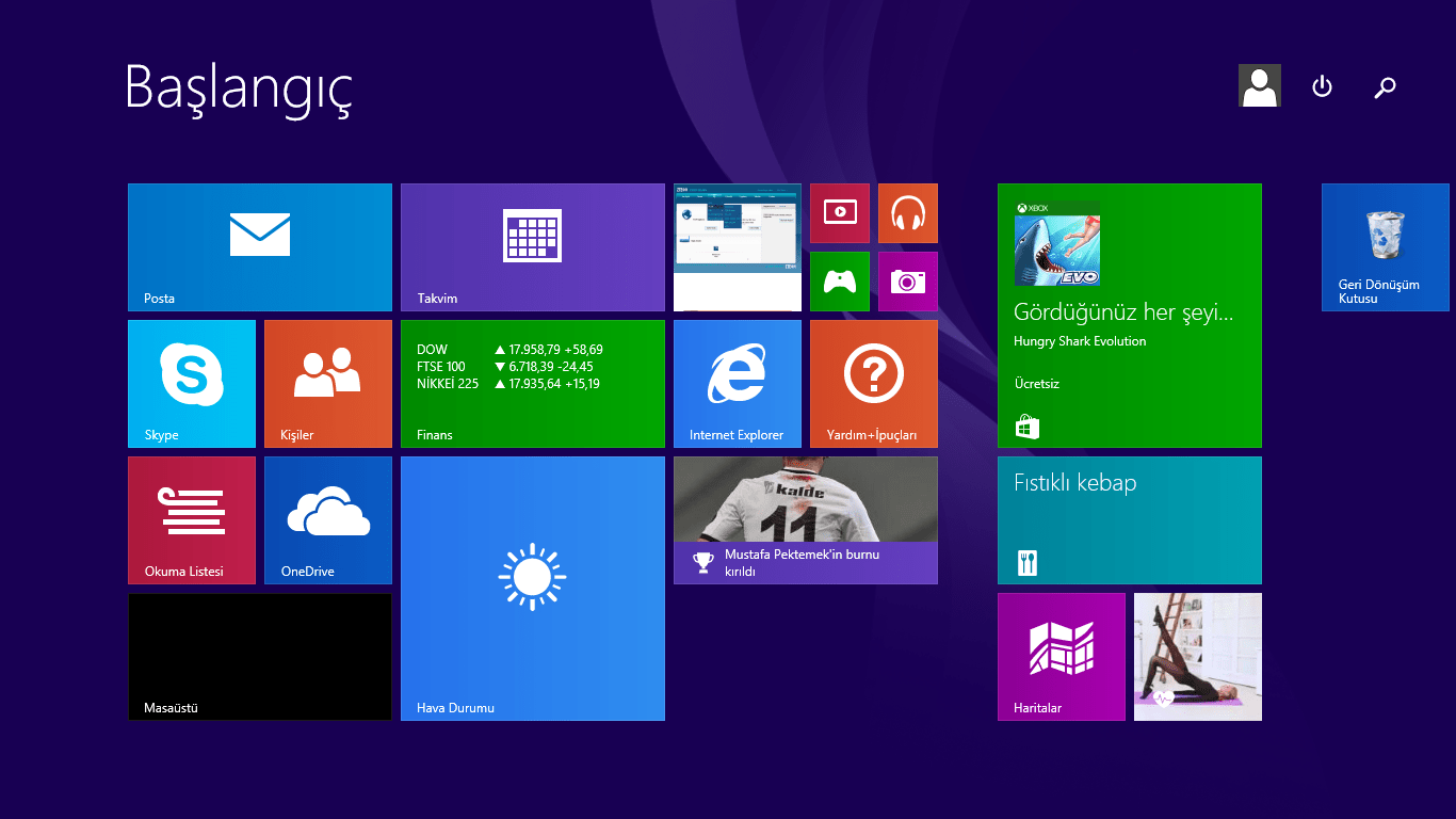 Başlat Menüsü Windows 8.1