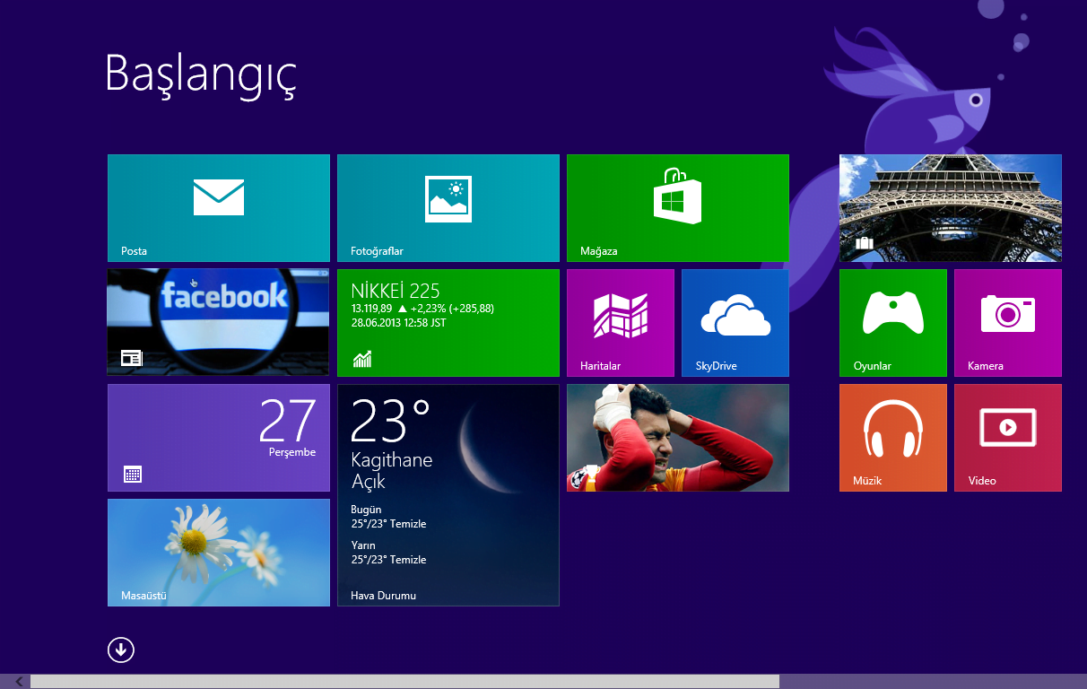 Windows 8.1 başlangıç ekranı