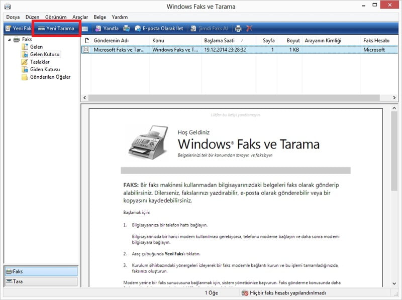 Windows 8de Program kullanmadan belge tarama
