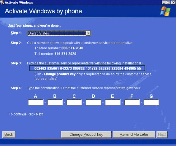telefonla windows xp etkinleştirmek