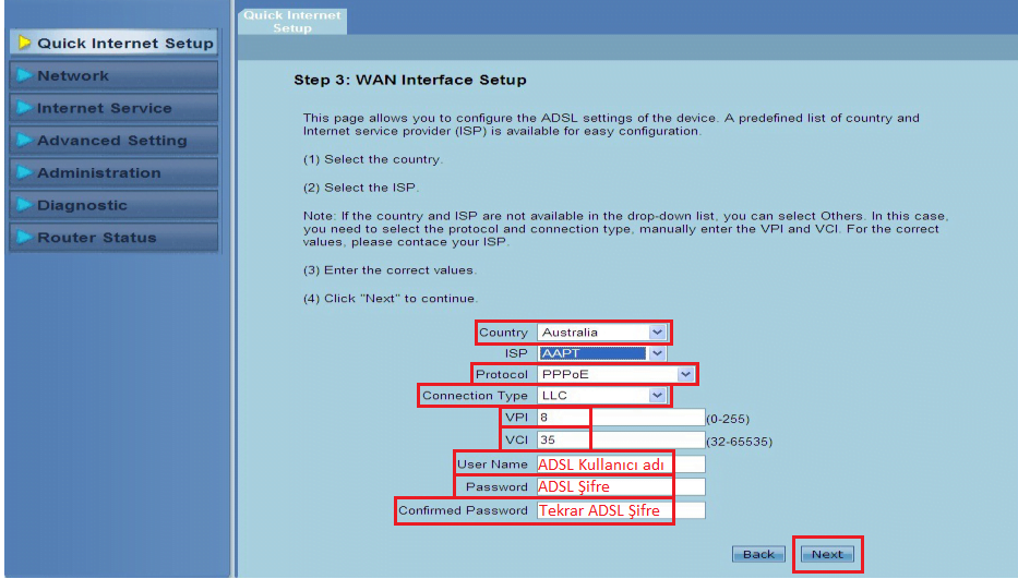 ASUS DSL-N10E Modem ayarları