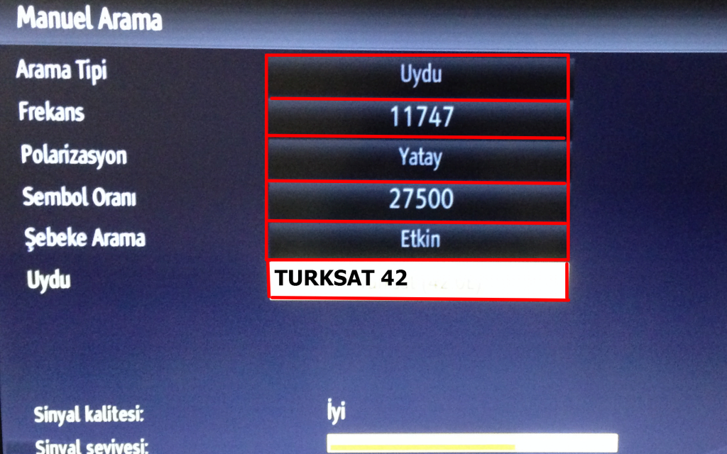 Vestel – Regal - SEG – NEXON Smart TV TURKSAT 4A Kanal Tarama ves3