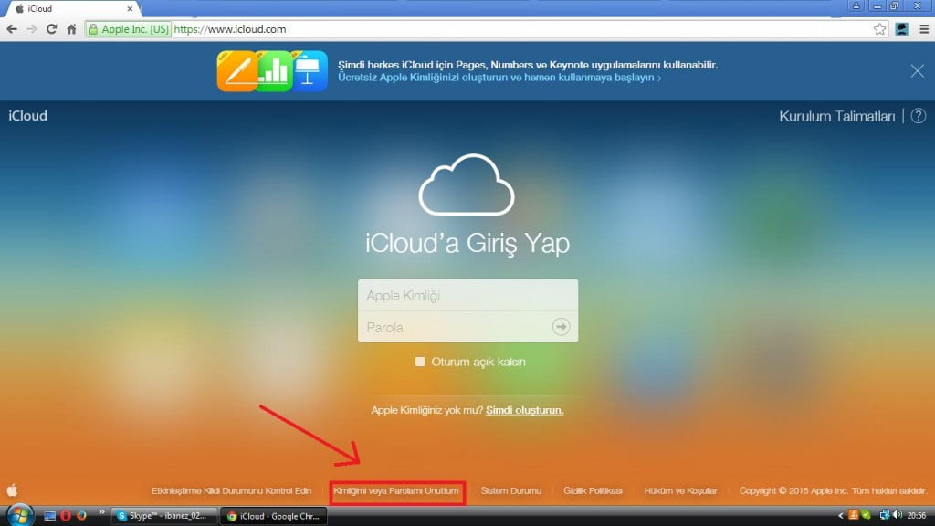 iCloud Şifre sıfırlama