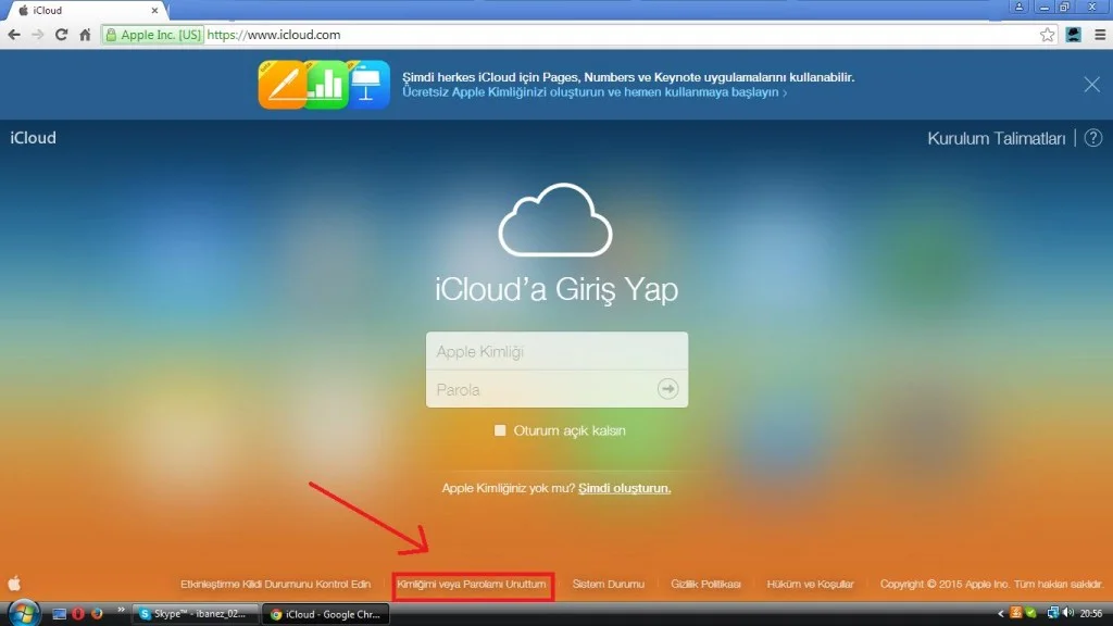 iCloud Şifre sıfırlama