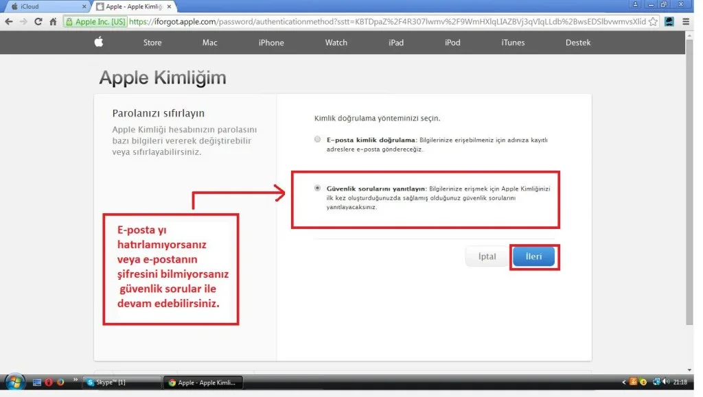 apple kimliği parolası
