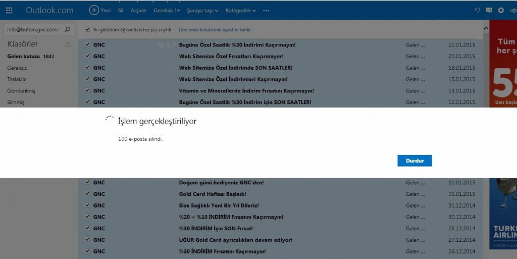 Hotmailde Toplu Mail Silme Nasıl Yapılır