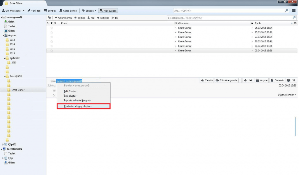 Mozilla Thunderbird Kural Oluşturma Nasıl Yapılır