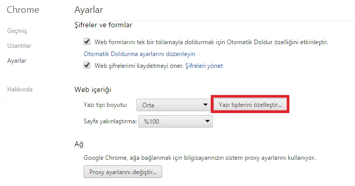Chrome Tarayıcıda Yazı Fontu Değiştirme