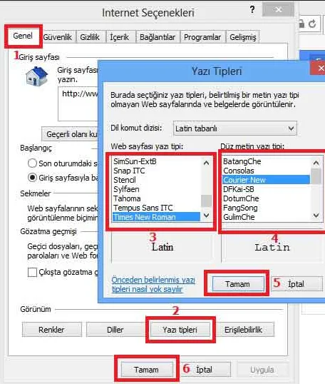 explorer font ayarları