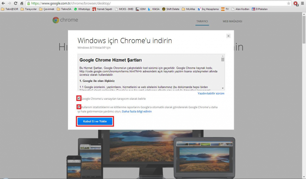 Google Chrome yükleme linki