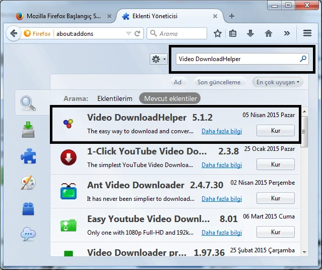 Firefox İle Video İndirme Ayarları