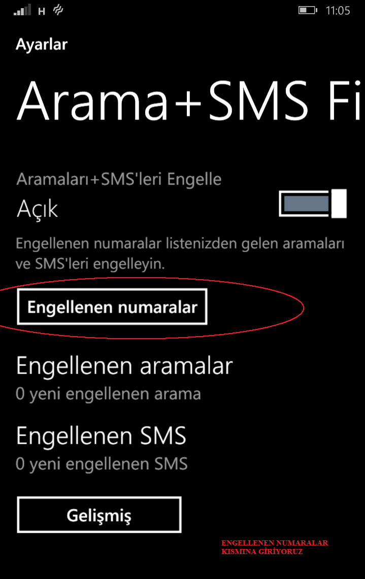 Windows Phone engellenen numaralar