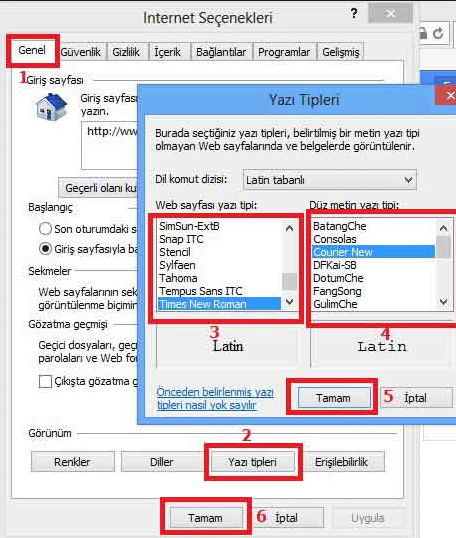 explorer font ayarları