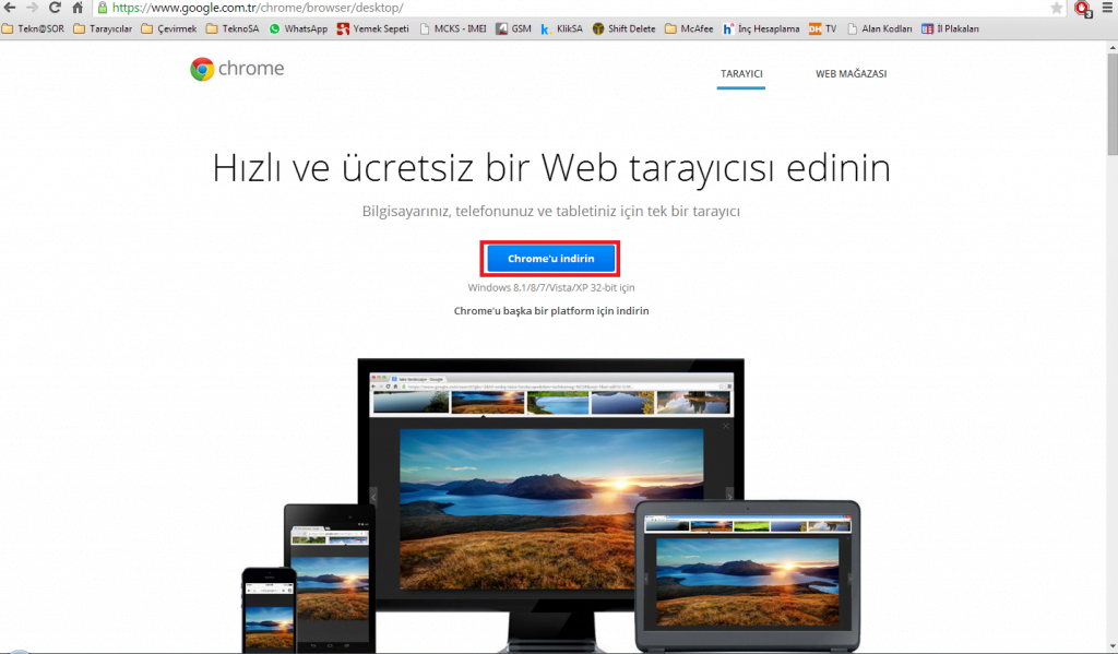 Bir Tarayıcı üzerinden chrome edinme