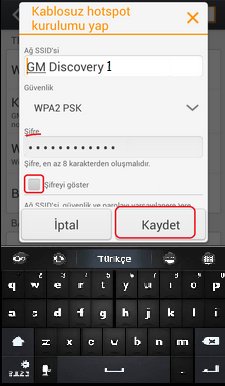 General Mobile Hotspot şifre belirleme
