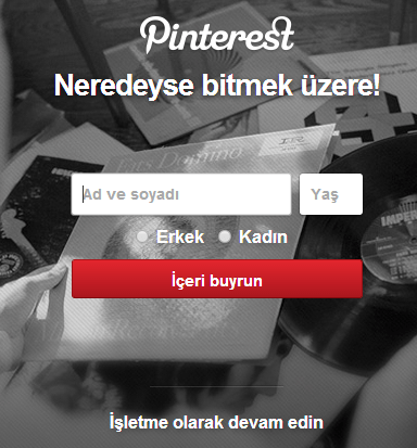 Pinterest Üyelik pinteres2