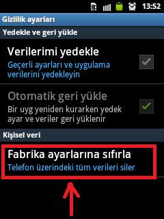 Samsung Galaxy Android Eski Sürüm (2.3.6) Sıfırlama Hard Reset s5360format3