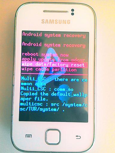 Samsung Galaxy Android Eski Sürüm (2.3.6) Sıfırlama Hard Reset s5360format5