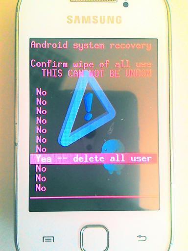Samsung Galaxy Android Eski Sürüm (2.3.6) Sıfırlama Hard Reset s5360format6
