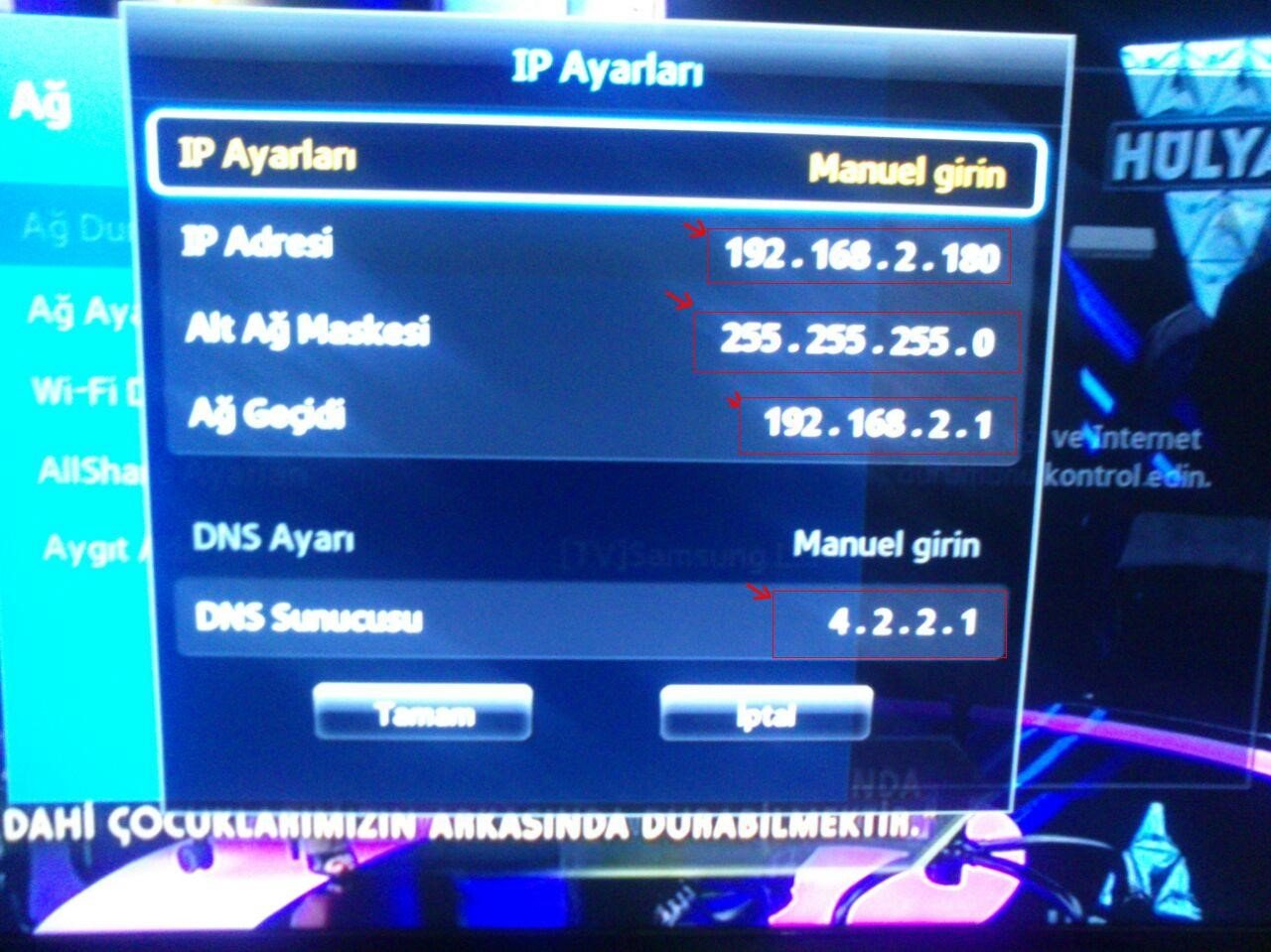 Samsung Smart TV Manuel DNS Tanımlama smtv5 - Samsung Smart TV Manuel DNS Tanımlama