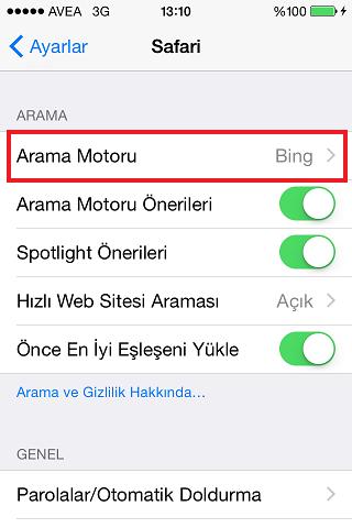 iOS tarayıcı varsayılan arama sağlayıcısı nasıl değiştirilir aramasaglayici3