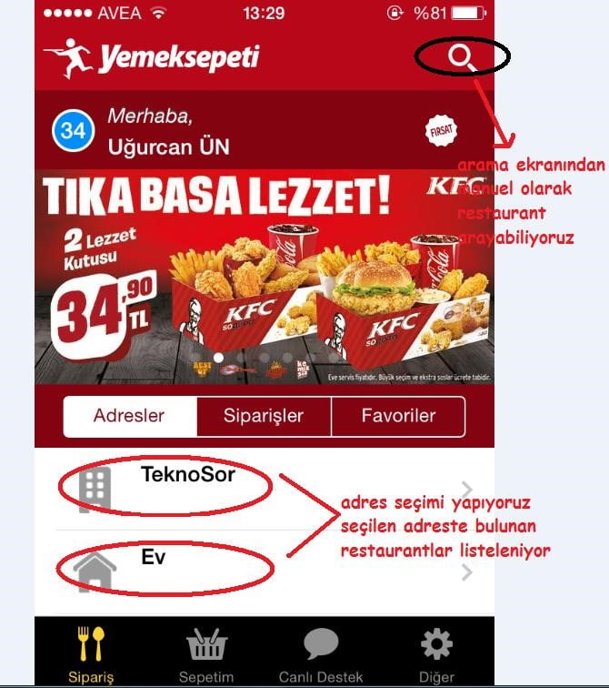 r1 - Yemek Sepeti Mobil Uygulaması