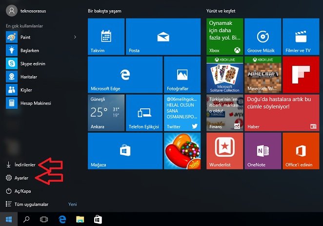 baslangicwin103 - Windows 10 Başlat Menüsü Klasörleri Ekleme/Kaldırma