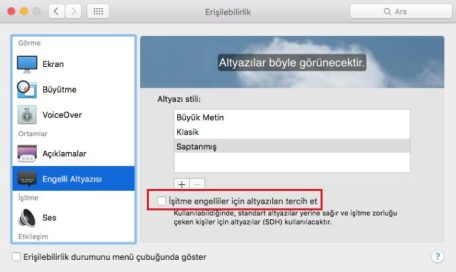 mace5 - Macbook'larda Görme ve İşitme Engelliler Yardımcısını Açma ve Kapama