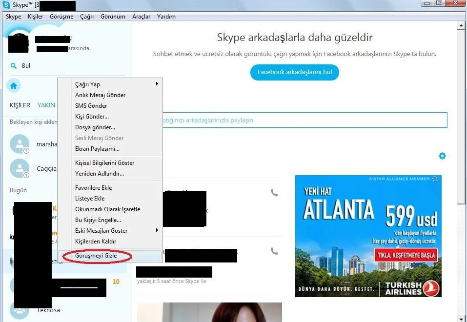 skype3 - Skype da Görüşme Geçmişini Silme ve Görüşme Gizleme
