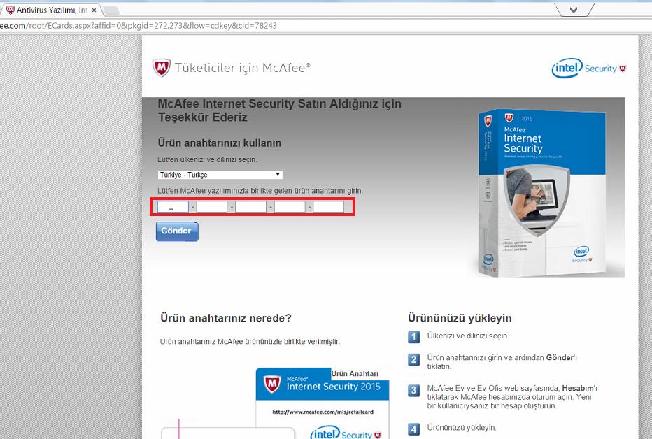 mcafe1 - Mcafee Internet Security Etkinleştirme