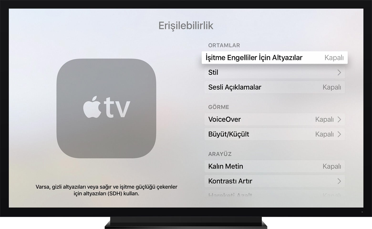 tv - Apple Tv’nizde Görme Engelliler İçin Altyazı Seçeneğini Aktif Etme