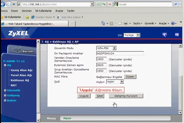 ZYXEL P660 Modem Kurulumu ve Kablosuz Ayarları Screenshot_22