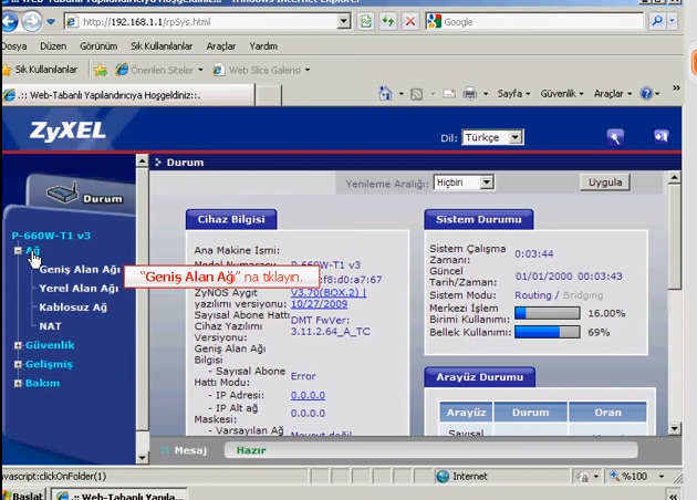 ZYXEL P660 Modem Kurulumu