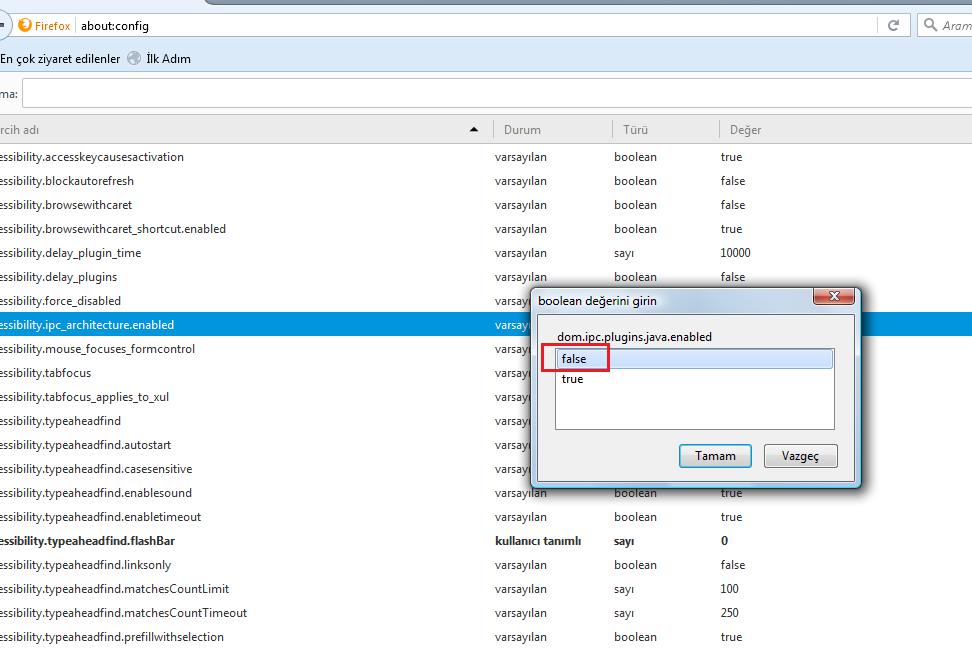 Firefox Tarayıcısında Java Eklentisini Çalışır Duruma Getirme java4