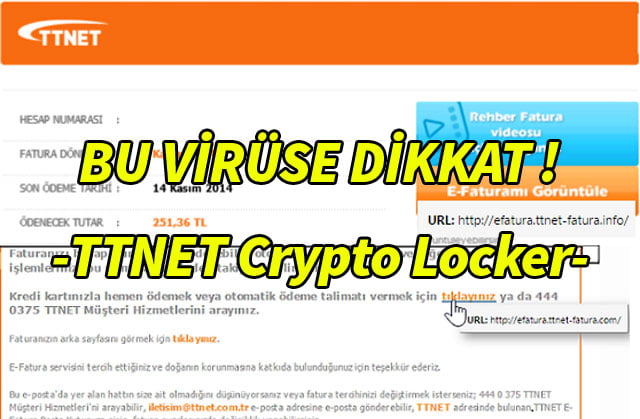 ttnetcryptolocker - Crypto Locker Virüsü İçeren TTNET Bilgilendirme Maili