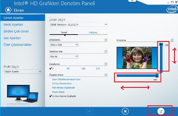 görüntü aktarım 6 - Bilgisayardan Televizyona Görüntü Aktarıldığında Görüntüyü Tam Olarak Ekrana Sığdırmak