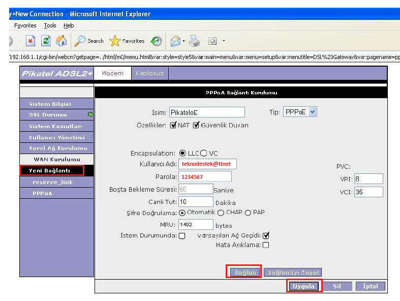 Pikatel Airmax Modem kurulum