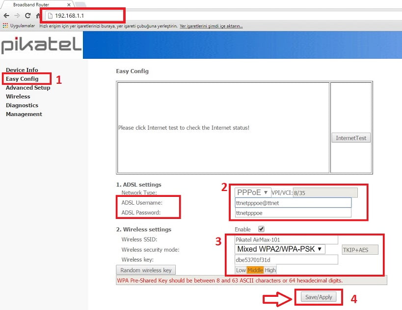 ingpikaair1 - Pikatel Airmax 101 İngilizce Arayüz Modem Kurulumu