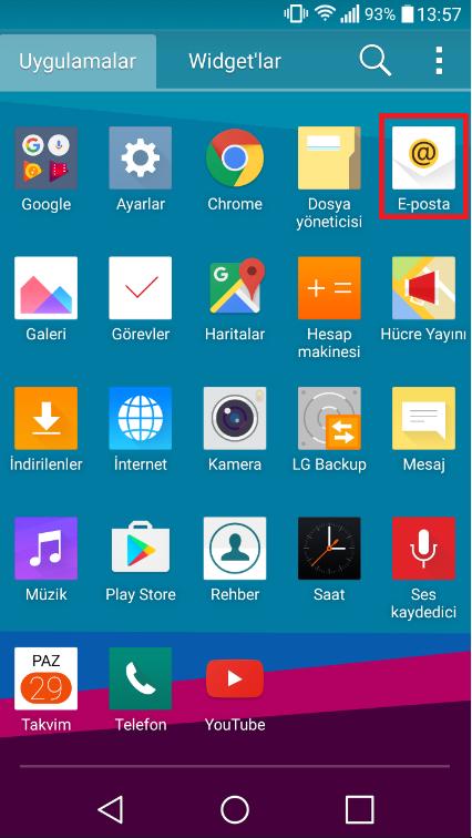 LG G4'e Kurumsal Mail Hesabı Kurma lg1