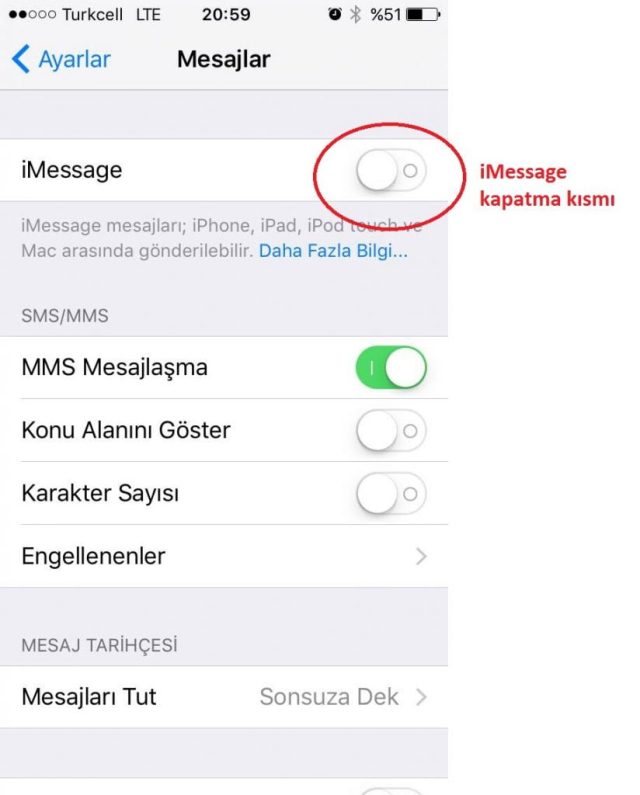 Apple “iMessage Hack” Sorunu ve Çözümü 008 iMessage kapatma