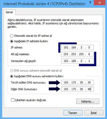 dns ayarları