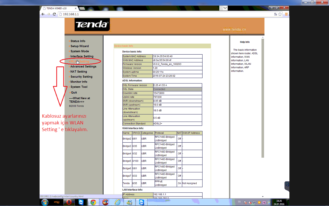 008kablosuz ayarlara girme - TENDA W548D MODEM WAN(ADSL) ve KABLOSUZ KURULUM (RESİMLİ ANLATIM)