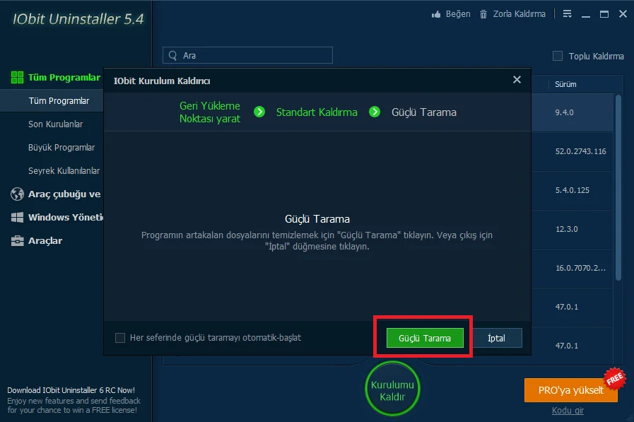 iobit 6 - Bilgisayarda Kaldırılamayan Programları Kaldıran Program IObit Uninstaller Program İncelemesi