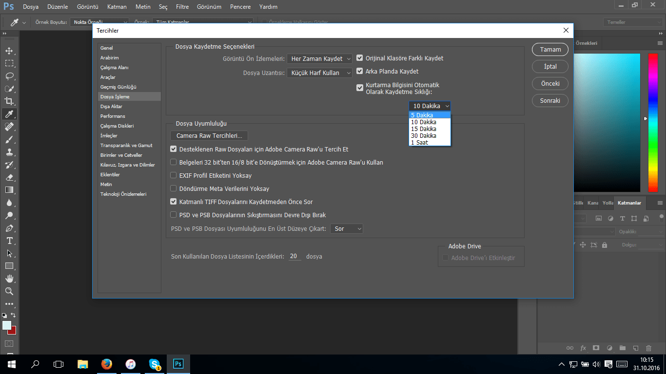 33 1 - PHOTOSHOP CS5 - CS6 - CC OTOMATİK KAYDETME İŞLEMİ NASIL YAPILIR?