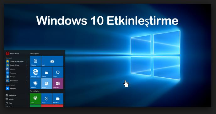 Windows 10 Etkinleştirme