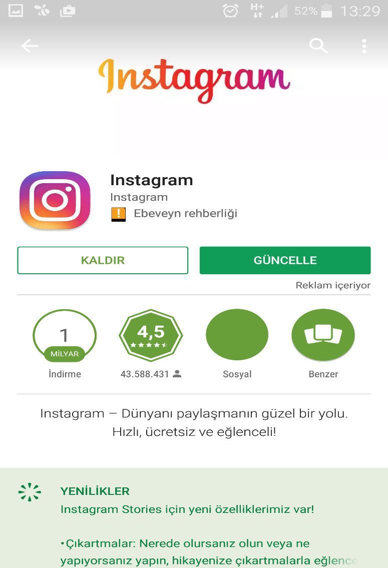 1 32 - “Instagram Uygulaması Çalışmıyor” Sorunu ve Çözümü (Resimli Anlatım)