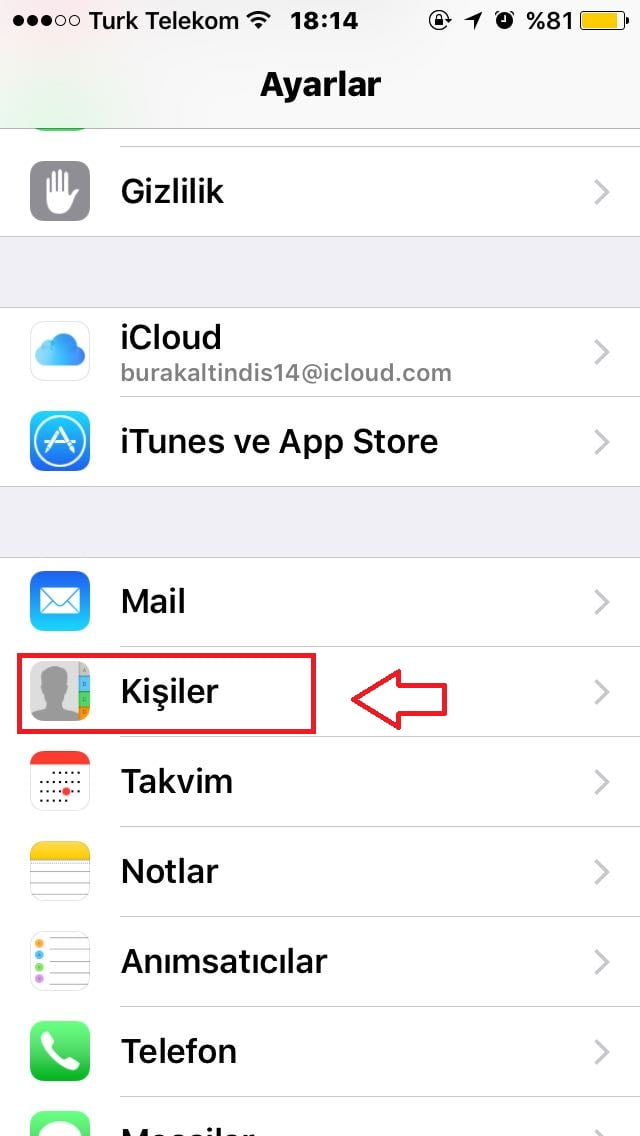 SIM Karttaki Rehberi iPhone'a Aktarma