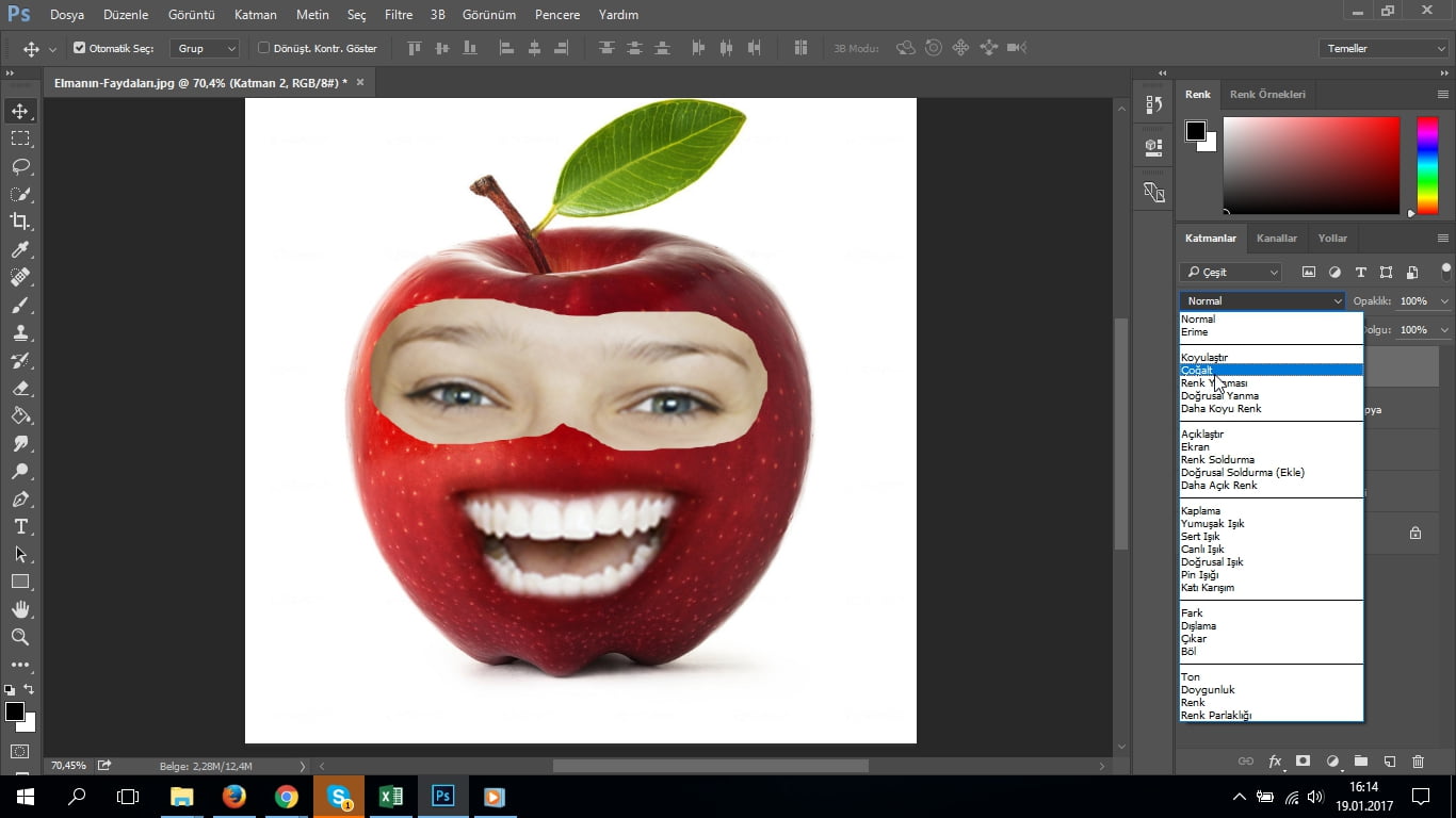 Photoshop CC Manipülasyon Kullanımı ile Meyveye Yüz Ekleme (Resimli Anlatım)